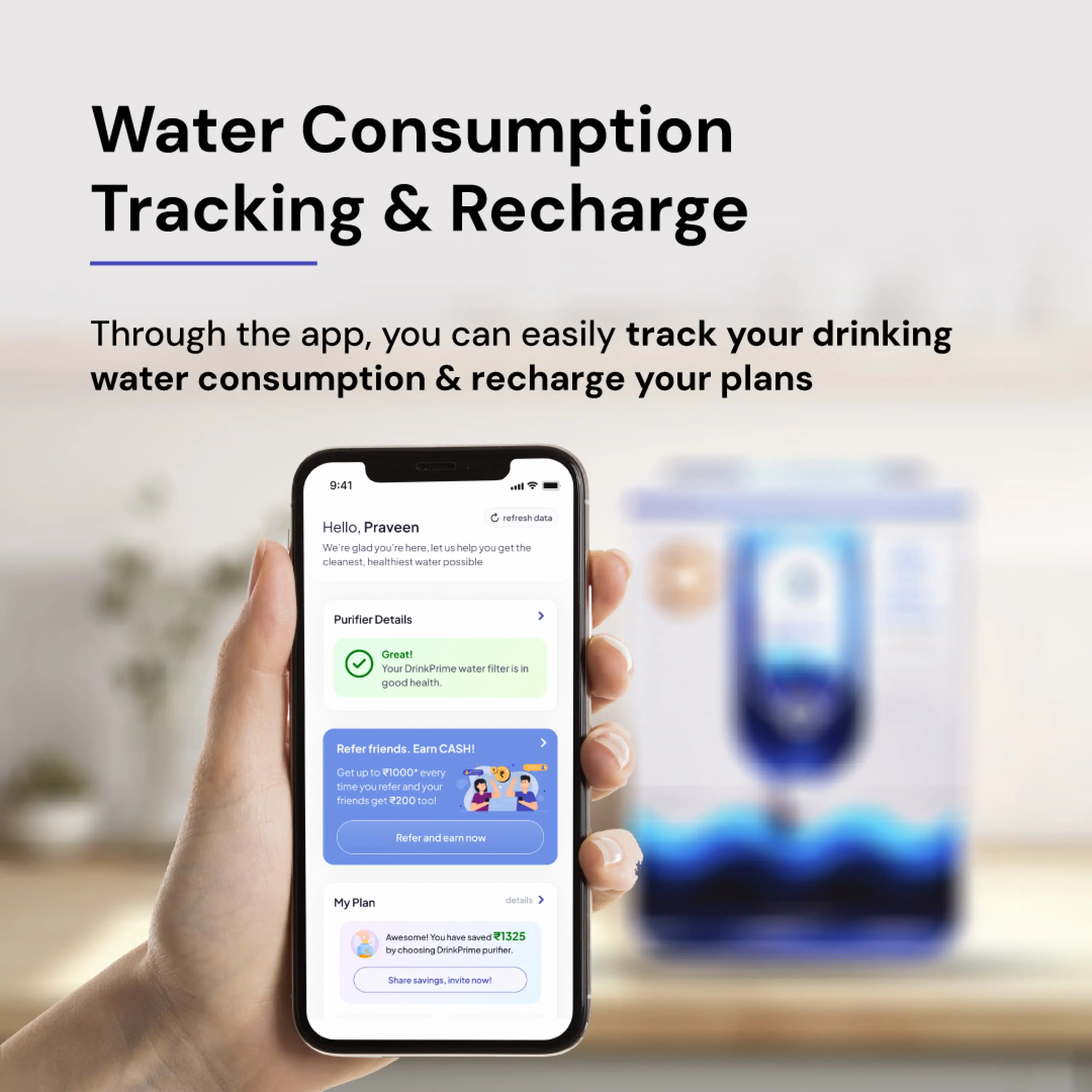 DrinkPrime copper water purifier with realtime monitoring through IOT in Bangalore